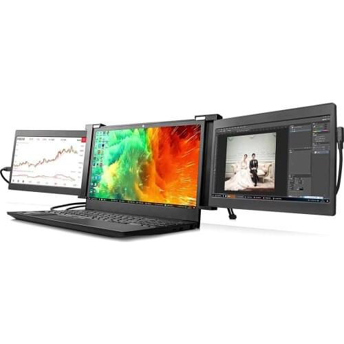 Portable Monitor for Laptops - 13.3" Full HD triple monitor with multi port