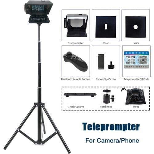 Portable Teleprompter For Smartphone DSLR Recording Live Broadcast Inscriber Teleprompter Artifact Video With Remote Control