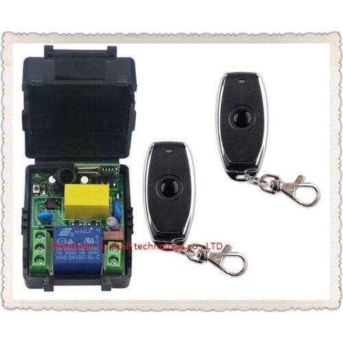 Latest AC 220 V 1CH Wireless Remote Control Switch System 1pcs Receiver + 2pcs one-button metal Remote 315mhz/433mhz for JRL2201