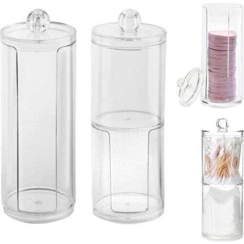 Transparent Travel Cosmetic Storage Case Jewelry Container Cosmetic Makeup Cotton Pad Organizer Acrylic Sundries Storage Box