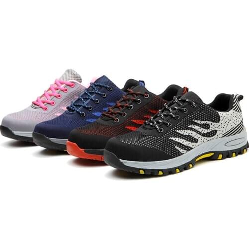Work Man Woman Steel Toe Safety Shoes Anti-smashing Lightweight Breathable Outdoor Construction Shoes