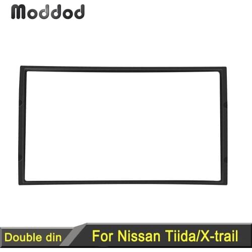 Double Din Radio Fascia for Nissan Tiida X-trail Qashqai Patrol Juke Stereo Panel Dash Installation Fasca Kit Face Frame