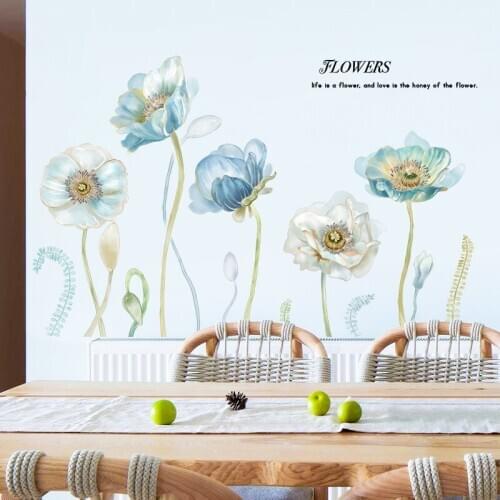 Wall Stickers Flowers Living Room Bedroom Kids Room Decoration Sofa TV Background Wall Decals Vinyl Wallpaper Self-adhesive