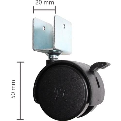 50mm Black Replacement Swivel Furniture Casters Office Chair Baby Crib Sofa Brake Plastic Rolling Rollers Wheels Caster