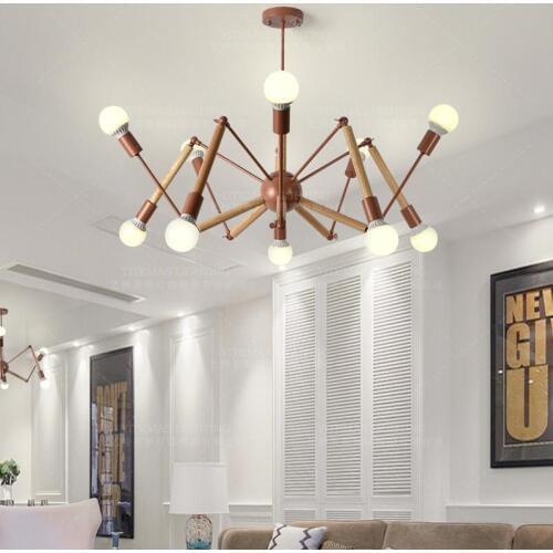 Modern kids room chandeliers spider bedroom wooden chandelier dining living room white/black 6 light fixtures for kitchen