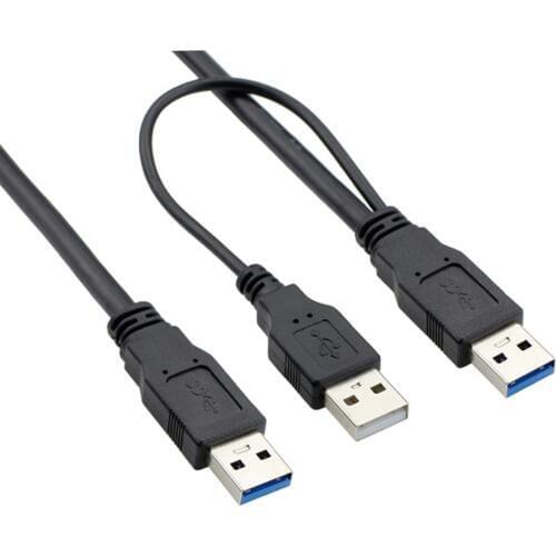 Super speed USB 3.0 power Y cable 2 USB3.0 Male to USB Male for external Hard Disk