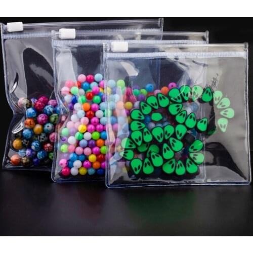 PVC light blue transparent zipper bag with double-sided thickness of about 34 threads 10pcs per pack, jewelry packaging bag