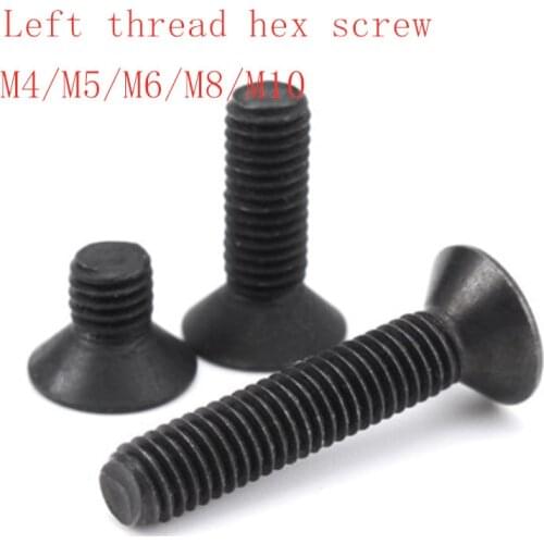 Left handed thread screws DIN7991 M4 M5 M6 M8 M10 M12 Grade 10.9 Alloy steel Hex socket flat head screw