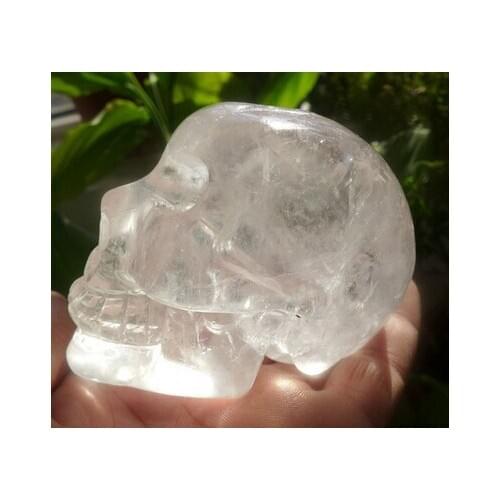 WBY free shipping Natural Polished Clear White Quartz Crystal Skull healing