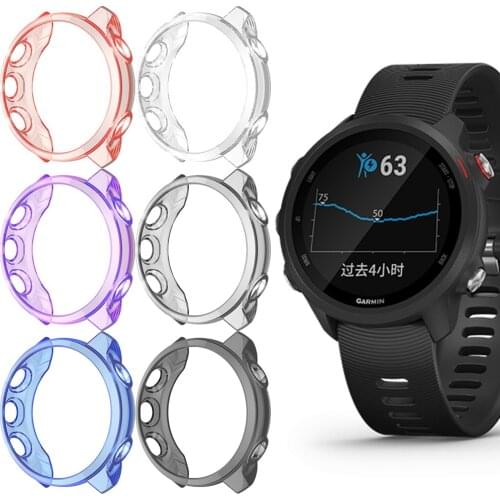 TPU Soft Case Shell Edge Frame Glass Screen Protector For Garmin Forerunner 245/245M Fr245 Music Watch Protective Bumper Cover