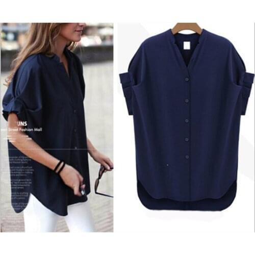 Women Shirts Ladies Short Sleeve Solid Summer Blouses Casual V Neck half sleeve Blouse Top Shirts Clothes summer Blusas Mujer
