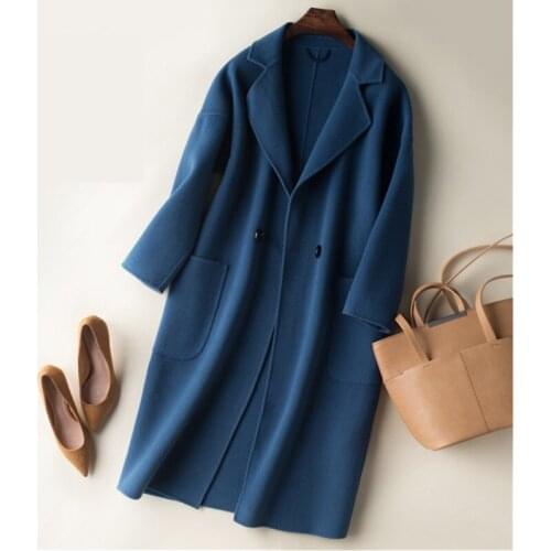 Female Loose Outerwear Length Wool Coat Women Double-Sided Cashmere 2020 New Autumn Winter Woolen Jacket