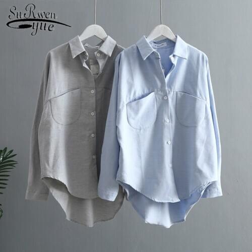 New Fashion Bat Sleeve Solid Pockets Women Shirts Blusas Mujer De Moda 2019 Autumn Winter Women Blouses and Tops 6658 50