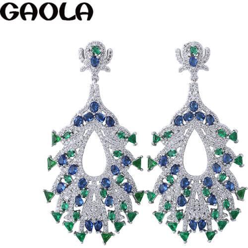 GAOLA Trendy Fashion Shiny Full Multi Zircon Micro Paved Vintage Pendant Dangle Earrings For Women Christmas Brincos GLE6056Y