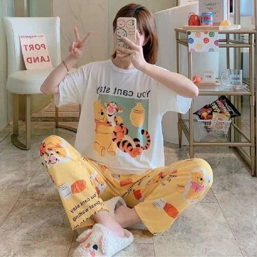 Women Pajamas Set Girl Spring Sleepwear Minnie Pijama Short Sleeve Summer Pyjamas Suit Female Mujer Clothing Nightwear