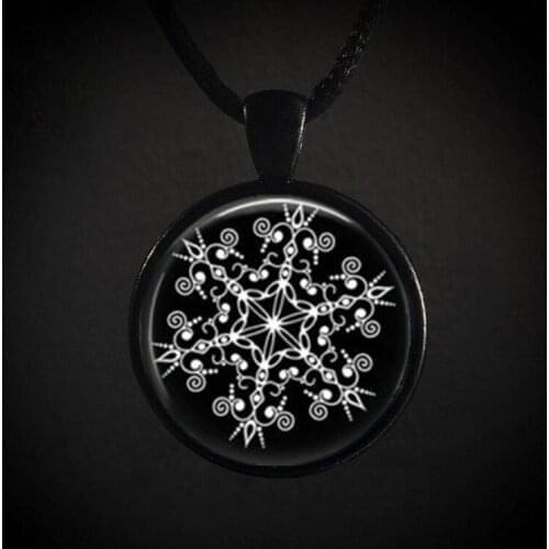 Women Girls Popular Snowflake Printing Glass Necklace Christmas Angels Fashion Cabochon Sweater Chain New Year Gift Jewelry