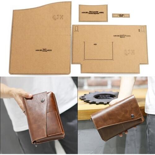 1Set DIY Kraft Paper Template New Mens clutches Business Storage Bag Leather Craft Pattern DIY Stencil Sewing Pattern 20m*13cm