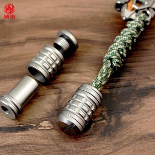 1PCS Titanium Alloy Paracord Finishing Knife Bead EDC Pendant Flashlight Pendant Multifunctional Outdoor Tool Gadget