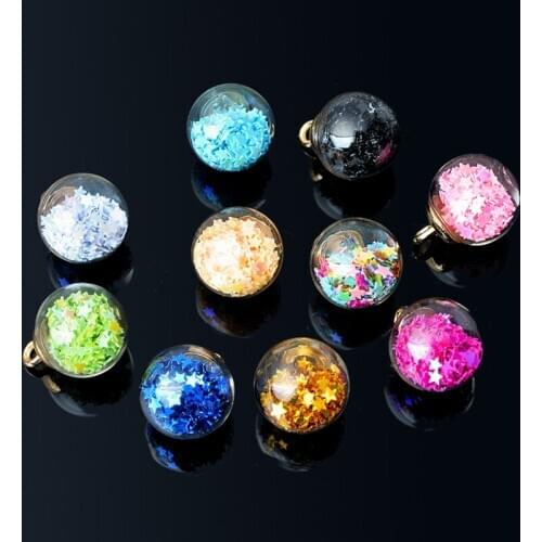 10pcs 16mm sequins Glass Ball Charms Pendants fit Bracelet Necklace Hair Jewelry Accessories DIY Craft earrings jewelry findings