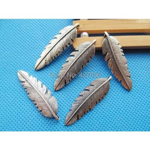 100pcs Good Polishing Bling Antique Silver tone/Antique Bronze Filigree Feather Pendant Charm/Finding,DIY Accessory Jewellry