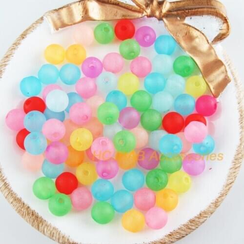 120 New Round Frosting Acrylic Charms Ball Spacer Beads Mixed 8mm