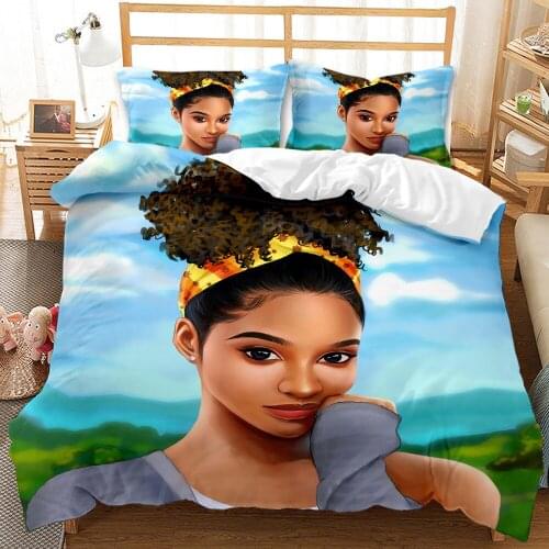 Modern 2/3pcs Duvet Cover Pillow Case Bed Sets Bedroom King Queen Size Fashion Music Girl Hip Hop Style for Children