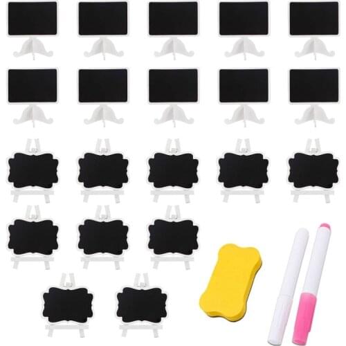 20 Pack Wooden White Framed Chalkboard Labels with Easel Stand Mini Chalkboard Blackboard