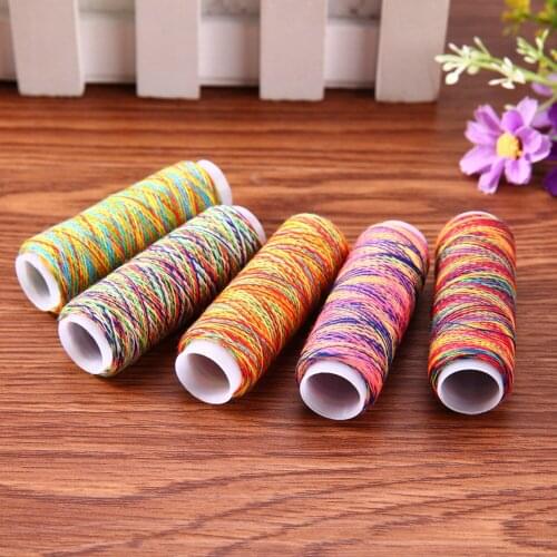 5pcs Multi-Colors Variegated Embroidery Thread 110 Meters Each For Machine Hand Sewing Quilting Overlocking