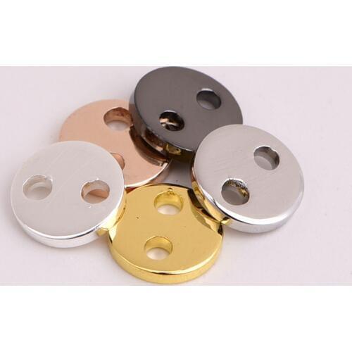 6mm Geometric Round Double Hole Button Shaped Copper Sheet Pendant Bracelet Connecting Piece DIY Handmade Material