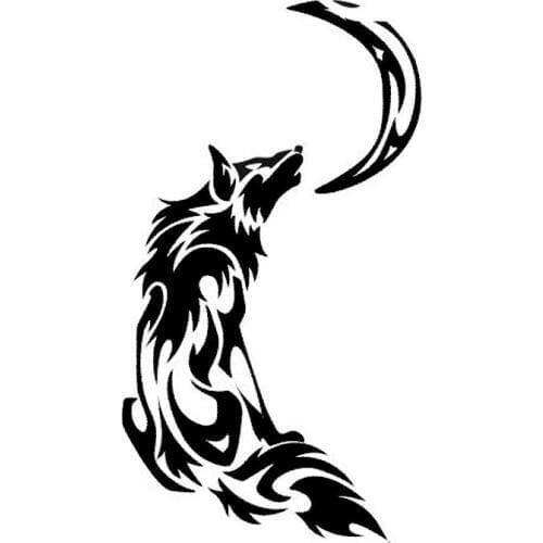 8.9*16.3CM Tribal Fire Flame Howling Moon Wolf Car Styling Decals Vinyl Car Stickers Black/Silver C9-0936