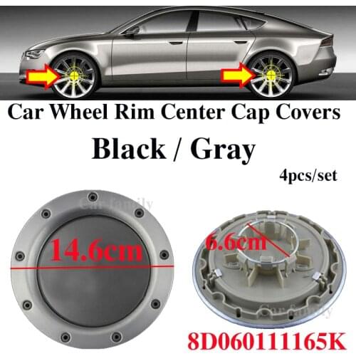 Car Styling 4pcs/set Fit For TT 14.6CM 146mm Car Rim Center Cap Auto Hub Cap Covers 8D060111165K Gray/Black Car Accessories