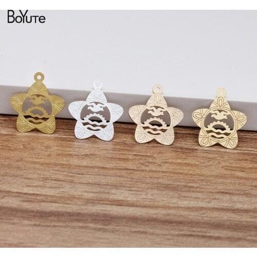 BoYuTe (100 Pieces/Lot) 18*20MM Metal Brass Flower Sheet Pendant Diy Hand Made Jewelry Accessories Wholesale