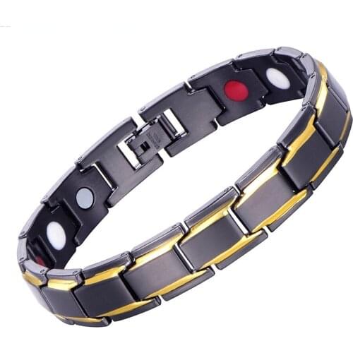 Black Male Bracelets Balance Copper Chain Link Germanium Magnetic Bracelets For Men Health Care Medical Energy Jewelry