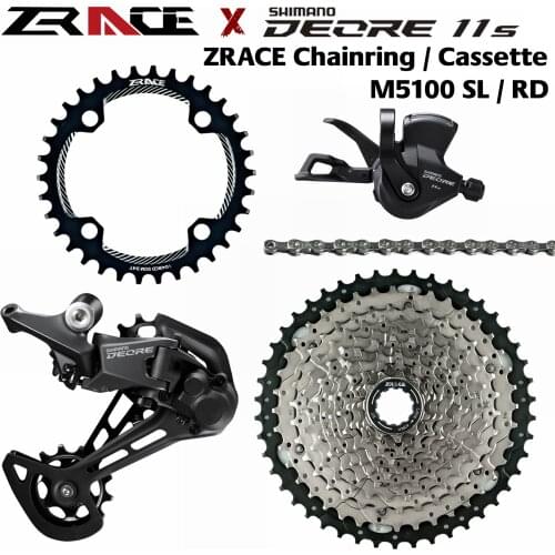 DEORE 11 SL-M5100-11-R + RD-M5100-11-SGS + ZRACE Cassette + ZRACE Chainring Chain. 1x11 speed 5kit Groupset Replaces SLX M7000