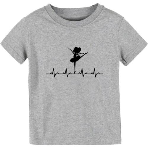 Ballerina Heartbeat ballet dance Print Kids tshirt Boy Girl shirt Children Toddler Clothes Funny Street Top Tees CZ-134