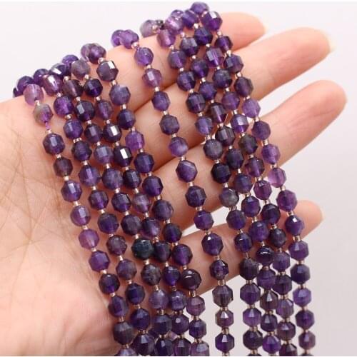 Faceted Purple Amethysts Loose Spacer Beads Natural Gem Stone Crystal Beads For Jewelry Making DIY Bracelet Earring Gift 36cm