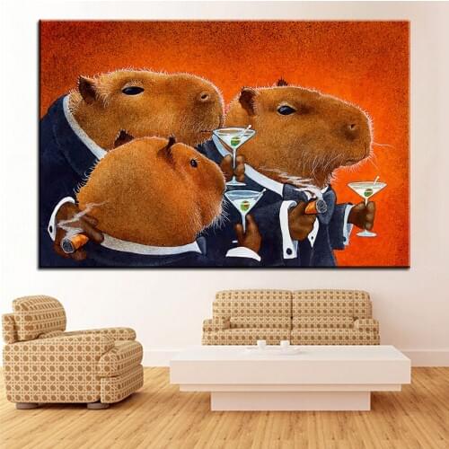 Large size Printing Oil Painting the capybara club Wall painting Wall Art Decoration Picture For Living Room painting No Frame
