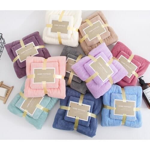 17 Colors Coral Fleece Absorbent Hair Swimming Face Hand Bath Towel Sets Microfibre Towels Bathroom Towels Microfiber Towel Set