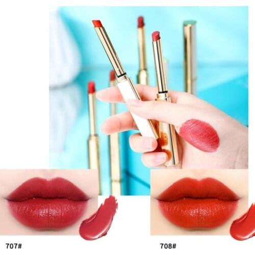 New 8 Colors Lambskin Matte Lipstick Retro Bean Paste Lip Gloss Long Lasting Waterproof White Thin Tube Lipstick Cosmetic TSLM2