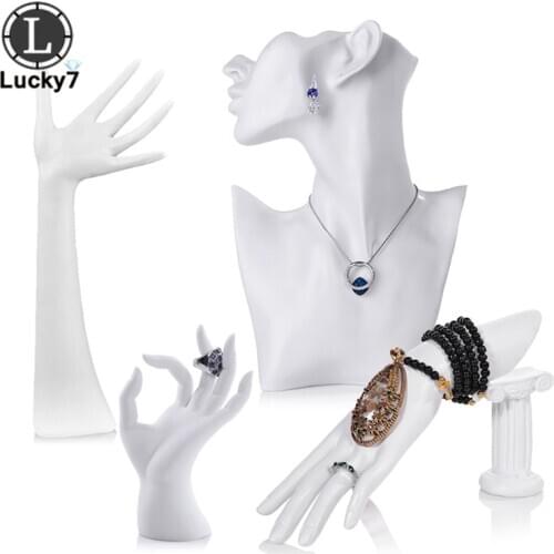 Resin Side Face Portrait Model Necklace Jewelry Stand Storage Earrings Hanging Bracelet Ring Jewelry Display Props OK Hand Model