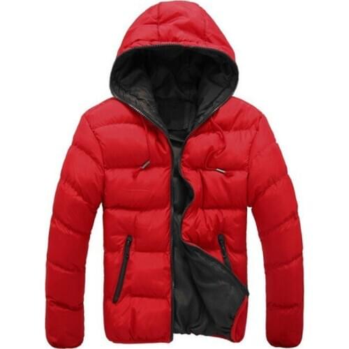 Mens Thick Cotton-padded Clothes Candy-Colored Zipper Cotton-padded Clothes Hooded