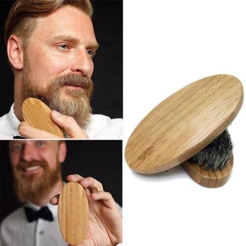 Men Boar Hair Bristle Beard Mustache Brushs Military Hard Round Wood Handle Tool Set