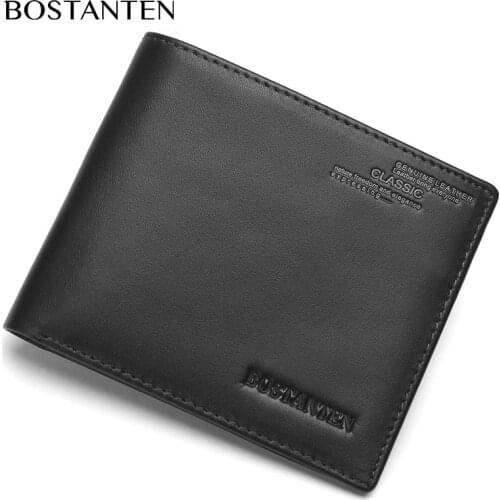 BOSTANTEN Mens Genuine Leather Two-fold Coin Purse for Men