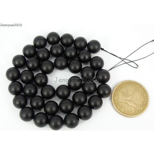 Grade AAA Natural Matte Black Onyx Gems Stones 10mm Round Loose Spacer Beads 15.5'' Strand for Jewelry Making 5 Strands/Pack