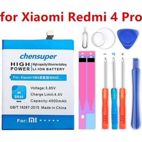 NEW chensuper 4500mAh BN40 Battery for Xiaomi Redmi 4 Pro Battery 3G RAM 32G ROM Edition