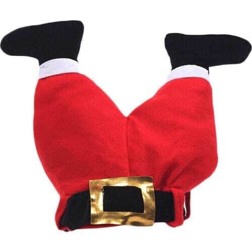 New Funny Santa Claus Legs Pants Plush Hat Cap Christmas Halloween Decor Ornament