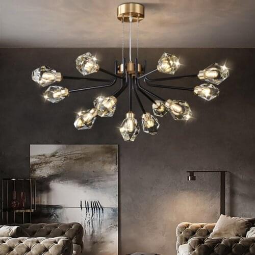 Post-Modern Luxury Crystal Copper Pendant Lights Lustre Lamp Bedroom Living Room Indoor Lighting Decor Led Hanging Light Fixture