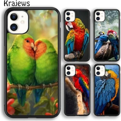 Krajews Animal Macaw Parrot Colourful Phone Case Cover For iPhone 5s SE 2020 6s 7 8 plus X XS XR 11 12 mini pro max coque Shell