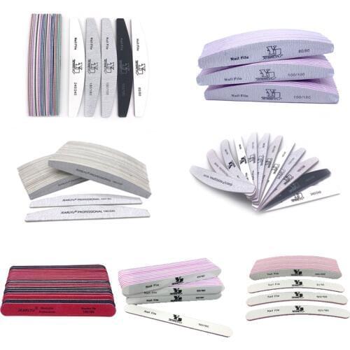 50Pcs/lot Nail File Nail Art Sanding Sandpaper Washable Banana Buffing 80/100/150/180/240/320 Strong Thick Curved Manicure Tools
