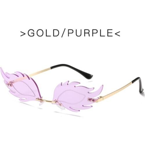 Rimless Sunglasses Women 2020 Fashion Steampunk Sun Glasses Men Frameless Flame Shape Glasses Shades for Female UV400 Oculos